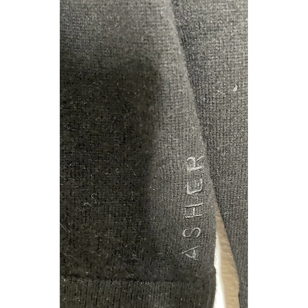 NWT Asher Lux‎ Black 100% Cashmere Pullover Polo Sweater Classic Preppy Medium